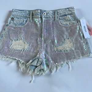 High waisted denim shorts